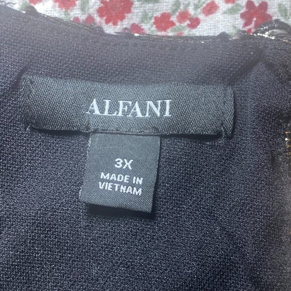 Alfani Metallic Black & Silver Top 3X Short Sleeve Holiday Party Celebration - Picture 6 of 9